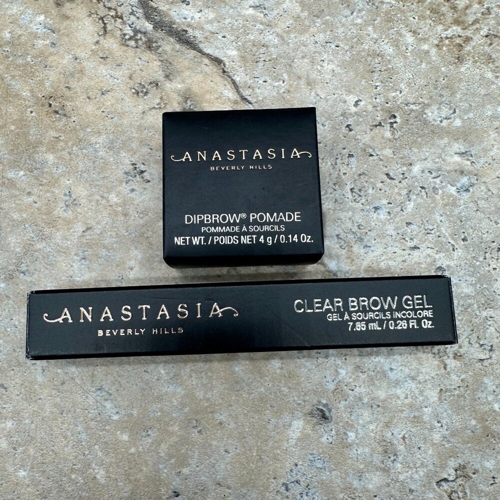 Anastasia Beverly Hills Dipbrow Pomade 4g + Clear Brow Gel 7.93ml Bundle Of 2